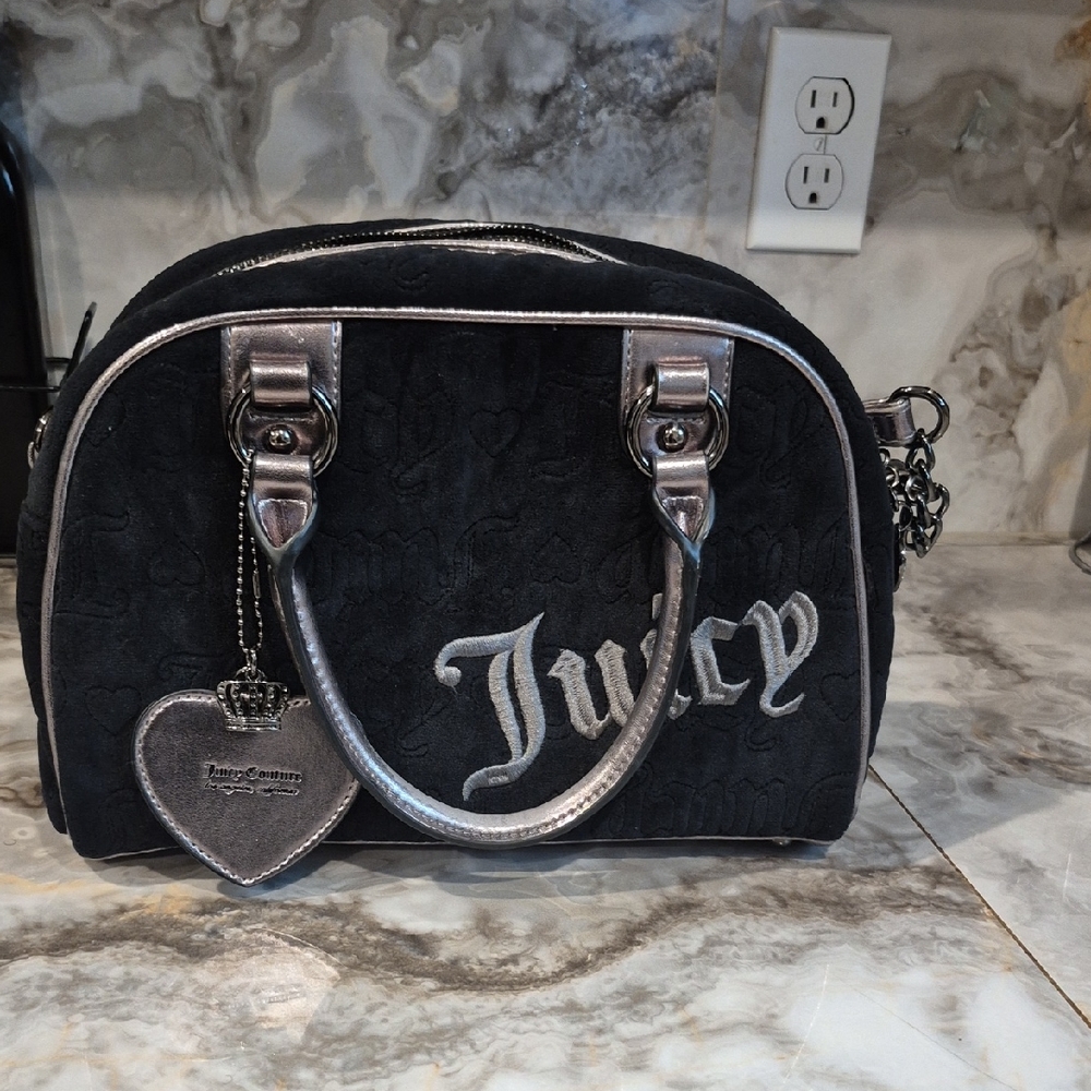 Juicy Couture Black and Silver Satchel with Dome Shape